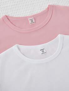 4pcs/Set Girls Casual Striped, Plaid & Graphic Print Short Sleeve Top And Pants Pajama Set - Multicolor - View 4