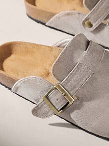 Solecia Zapatos planos casuales y versátiles con diseño de hebilla para mujer - Gris - Ver 5