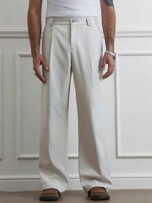 HUEFORM 男士舒适抗皱凉爽复古直筒宽松高端休闲裤 - 卡其色 - 查看 5