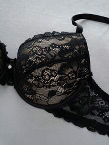 DesireSculpt 2pcs Romantic Lace Bra Set, Lift And Support, Enhances Bust, Adjustable - Multicolor - View 3