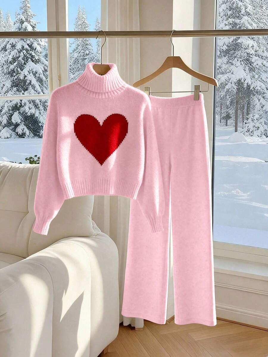 Franclia Bộ 2 món quần ống rộng và áo len kiểu dáng thể thao Hàn Quốc dễ thương, đa năng dành cho nữ, thích hợp cho mùa Thu/Đông. - Màu Hồng baby - Xem 1