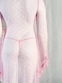 PetitDoll 2pcs/Set Romantic Lace Patchwork Sexy Nightgown Set, Valentine's Day - Pink - View 9