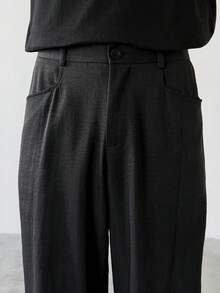 HUEFORM 成熟休闲黑色斜插口袋男士直筒裤 - 黑色 - 查看 4