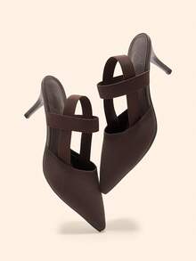 CUCCOO BASICS Giày cao gót mũi nhọn dáng ôm màu cà phê dành cho nữ, chất liệu vải dệt kim mềm mại, co giãn, thích hợp cho đi làm, đi nghỉ mát và đi chơi. - Cà phê nâu - Xem 3