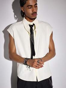 ROMWE MEN Street Life Spring Casual Men'S Summer Casual Solid Color Shirt And Shorts Set - Multicolor - View 3