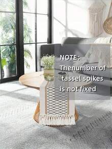 Fashion Bohemian Table Runner 12x48", Tassel Short Runner For Wedding Decor, Bridal Shower Party & Farmhouse Style Home - Multicolor - View 5