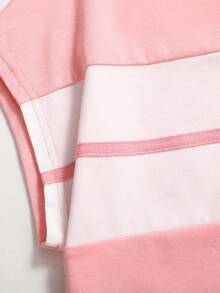 Tween Girls' Loose Casual Minimalist Comfortable Color Block Round Neck Short Sleeve T-Shirt Set - Royal Blue - View 4