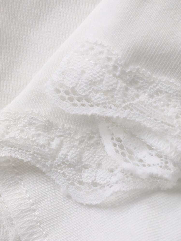 Women's Lace Patchwork Fitted Long Sleeve Button Front T-Shirt Y2k Spring