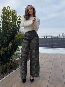 Jeta Ari Camouflage Casual Straight-Leg Women's Jeans - Blue - View 5