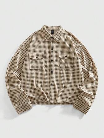 Street Life Herren karierter Mantel mit Langarm, Einreiher, Lässig Tasche, Herbst/Winter