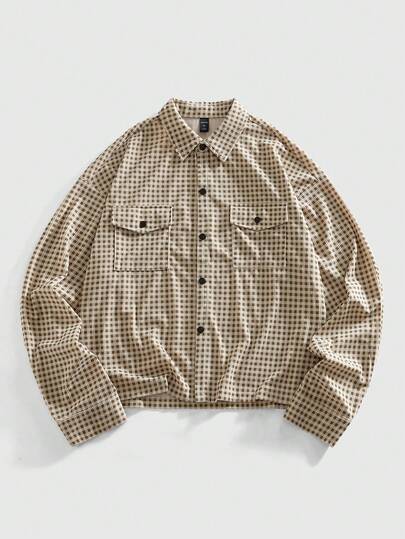 Street Life Men's Plaid Long Sleeve Single-Breasted Casual Pocket Overcoat, Autumn/Winter