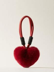 Joivida 1Pc Genuine Rex Rabbit Fur Red Bracelet – Fluffy Heart Bag Charms Cute Wholesale Pendants Toys - Multicolor - View 5