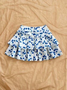 Soleia Falda mini casual con volantes y pliegues con estampado de leopardo vintage para mujer - Multicolor - Ver 2