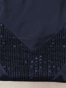 Franclia Summer Casual Solid Color Sequin Patchwork Camisole - Navy Blue - View 4