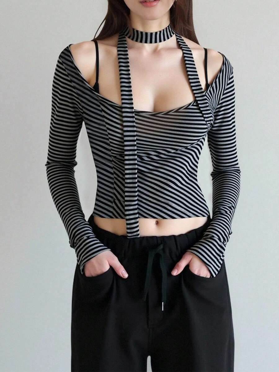 Rina Fox Top sexy mulat cu guler înalt pentru femei