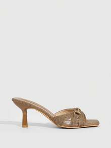 CUCCOO SZL 休闲简约方头女士高跟凉鞋 - 棕色 - 查看 3