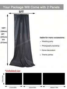 5英尺 x 7英尺/8英尺/10英尺 无褶皱涤纶摄影背景布，适用于派对、婚礼、生日和其他场合 - 黑色 - 查看 9
