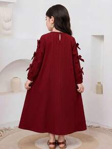 SHEIN Flamingo Print Long Sleeve Arabian Robe,Elegant Floral Kaftan Jalabiya Clothes - Red - View 2