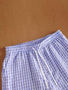 TOKVUE 男士时尚休闲宽松格子短裤，适合日常穿着 - 彩色 - 查看 6