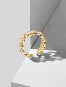 MOTF PREMIUM 闪耀星空四叶草开口戒指，女士款，小众设计 - 金色 - 查看 7