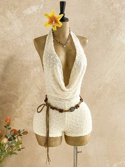 Soleia 女士纯色深V领性感连体裤