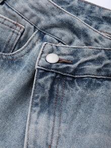 DAZY Jeans de pierna recta con diseño de cintura baja para mujer - Azul - Ver 8