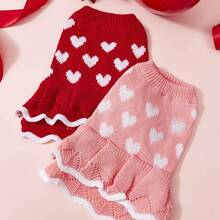 PETSIN 1pc Dog Clothes: Autumn Winter Cute Princess Dress Warm Korean-Style With Heart Print Cat Clothes For British Shorthair Blue Cat Teddy - Multicolor - View 12
