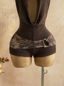 Soleia New Casual Vacation Western Beach Wedding Guest Attire Graduation Brunch Women's St. Patrick's Day Spring Break Easter Music Festival Elegant Bohemian Tropical Halter Backless Metal Beaded Textured Jumpsuit - Multicolor - View 6