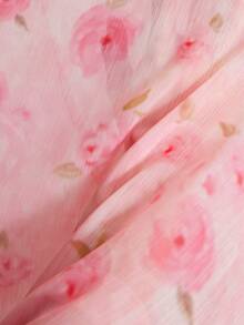 EMERY ROSE Pink Floral,Autumn,Elegant,Wedding Ninang Women's Long Dress,Digital Printed Patterns Flower Handcrafted Ruffled Edge Strapless Lining Dress - Multicolor - View 6