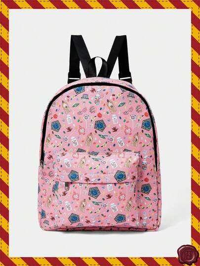HARRY POTTER X SHEIN Cute Cartoon Pattern Backpack, Multifunctional, Lightweight, Portable, Large Capacity Backpack Suitable For Female College Students, University, Middle School, High School, Outdoor, Travel, Elementary School, Beginner, Office, Valentine's Day Gift