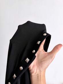 Sunspun Bộ áo liền quần tay ngắn có mũ kiểu Gothic, dáng ôm. - màu đen - Xem 6