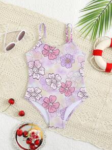 1件装少女连体泳衣 - 彩色 - 查看 3