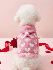 PETSIN 1 pièce Vêtements pour chien : Robe de princesse mignonne en style coréen avec imprimé cœur, pour chat British Shorthair bleu, Teddy, vêtements chauds pour chat d'automne et d'hiver - Multicolore - Voir 7