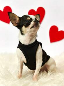 PETSIN 1pc Pink Leopard Pattern Love Valentine's Day Printed Pet Tank Top Black Sports Style Skin Friendly Breathable Summer Pet Clothes