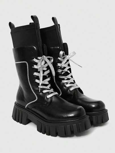 Modischer, vielseitiger Pendler-Kurzarm mit dicker Sohle und Schnürung