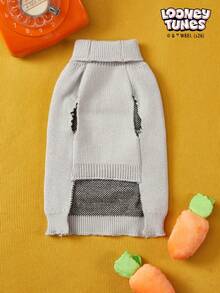 LOONEY TUNES X PETSIN 1pc Pet Cat Dog Universal Brown Jerry Cartoon Pattern Jacquard High Neck Elastic Comfortable Warm Dog Sweater - Brown - View 5