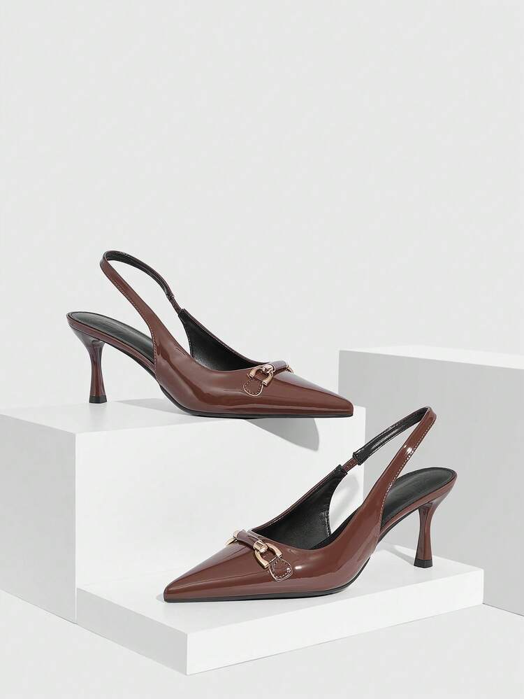 CUCCOO SZL Women's High Heel Pumps, Embroidered Mesh Rhinestone Pointed Toe Stiletto Heel Slingback High Heel Sandals, Mesh Khaki Elegant High Heel Pumps