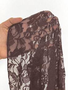 EgrlEra Petite Women's Fashionable Black Fitted Lace Blouse - Chocolate Brown - View 7