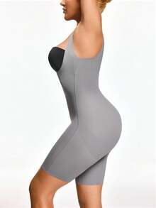 SHAPORA 1pc Women's Comfortable Minimalist Gray Shapewear Bodysuit - Dark Grey - View 3
