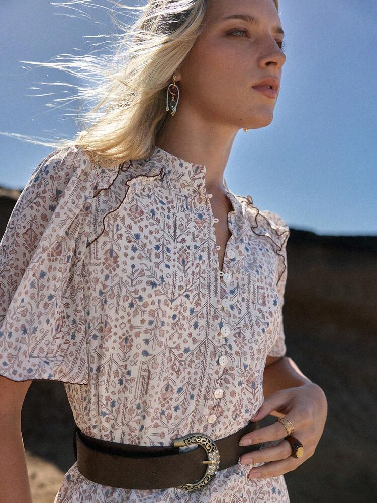 MOTF STUDIO VESTIDO MINI FLORAL MIÚDO FEMININO, ESTILO DE FÉRIAS, PRIMAVERA/VERÃO