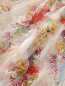 Franclia Women's Sweet Pleated Floral Print A-Line Skirt (Irregular Print) - Multicolor - View 6