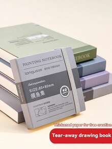 Madebyblanc 1本迷你便携可撕式素描本，40张，250gsm厚纸，适用于水彩、丙烯、马克笔、水粉、油画，硬封面艺术日记本，口袋手册，适合艺术家、成人、学生旅行写生日常练习，圣诞礼物，返校季艺术用品，绘画工具，创意礼品 - 均碼 - 查看 2