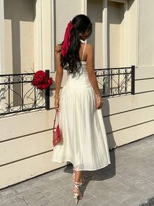 MainGRL Đầm hai dây màu be dệt kim dành cho nữ - Màu be - Xem 2