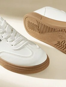 CUCCOO EASI Women's Fashionable Versatile Casual Minimalist Sneakers - Pearl White - View 4