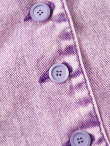 SHEIN MOD Women's Lapel NeckSingle-Breasted Casual Denim Vest Jacket - Purple - View 4