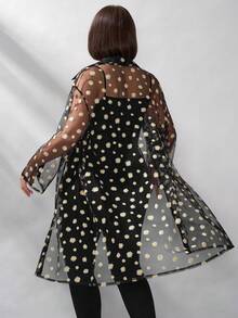 Chikora 大码女式夏季时尚薄纱碎花纽扣前开襟衬衫，2026新款，适合各种场合的夏季上衣和春假装 - 彩色 - 查看 8