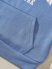 SHEIN 两件套婴儿/男童休闲套装，包括一件白色连帽针织字母印花无袖口袋背心和一条蓝色松紧腰带口袋牛仔短裤，适合休闲、运动、日常穿着、外出和旅行。 - 寶藍色 - 查看 8