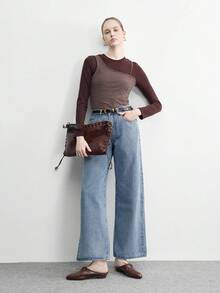 CUCCOO BIZCHIC Women's Casual Versatile Commuting Lace-Up Flat Mules - Mocha Brown - View 2