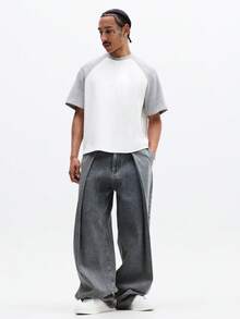 SUMWON Camiseta de béisbol de manga corta con cuello redondo para hombre, diseño de bloques de color en contraste, ajuste regular, para uso casual en primavera y verano - Rojo y blanco - Ver 3