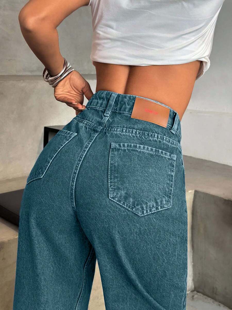 EURMUSE HIGH WAIST CASUAL STYLE DENIM STRAIGHT - Light Wash - View 1